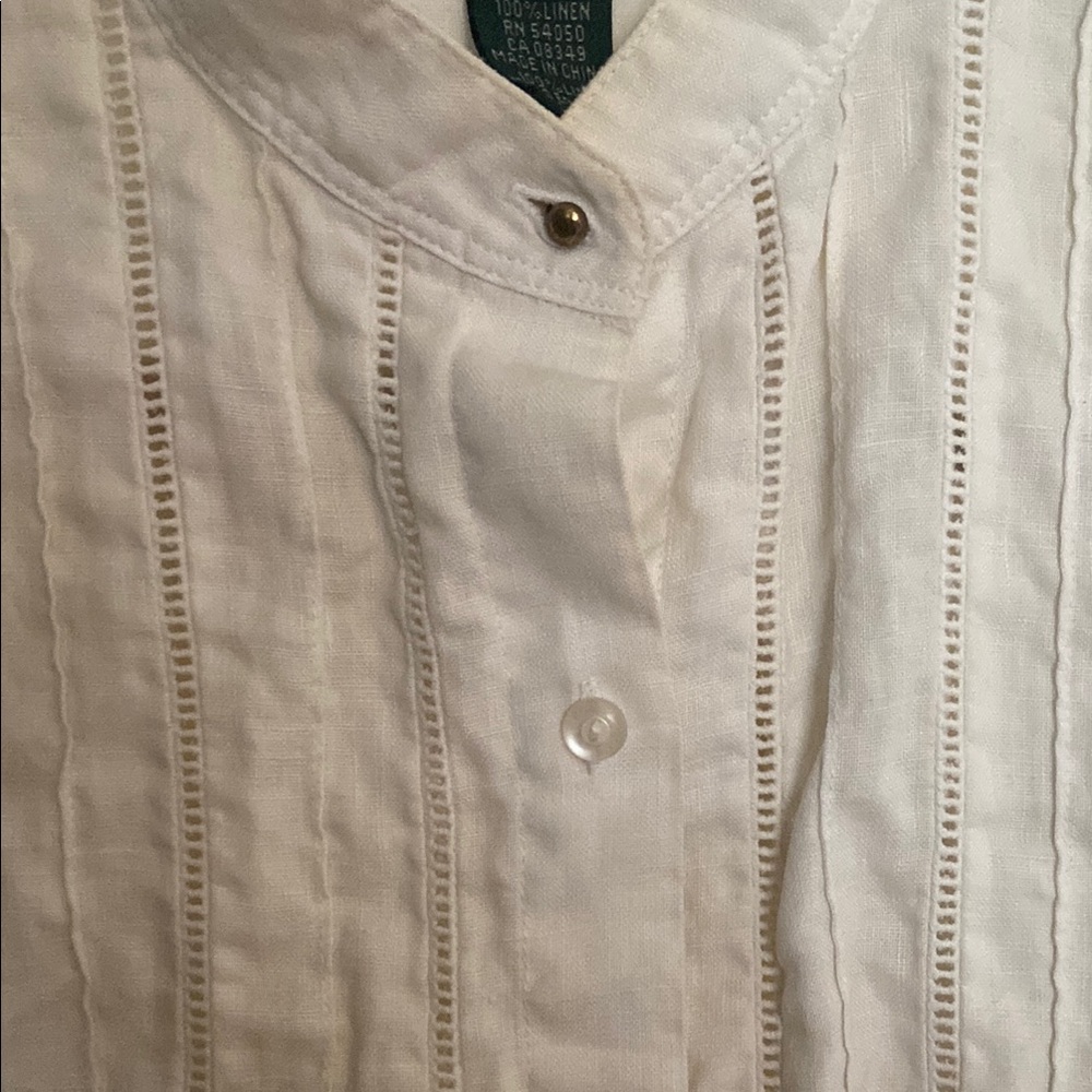 Lauren Ralph Lauren White Linen Blouse - Picture 3 of 5